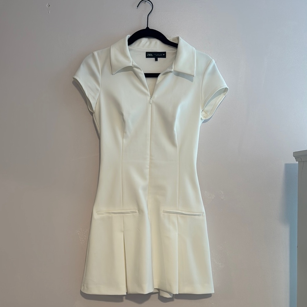 Zara Cream Short-Sleeve Dress